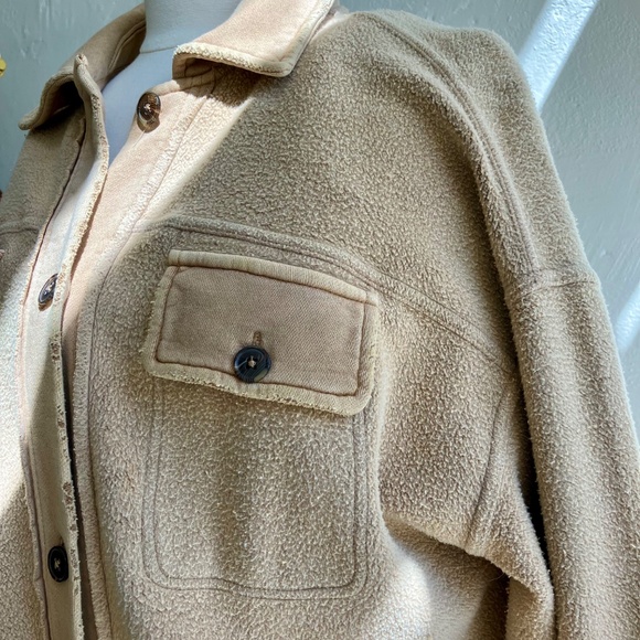 Free People Sable Ruby Shirt Fleece Oversized Button Down Shacket Jacket XSMALL - Picture 4 of 12
